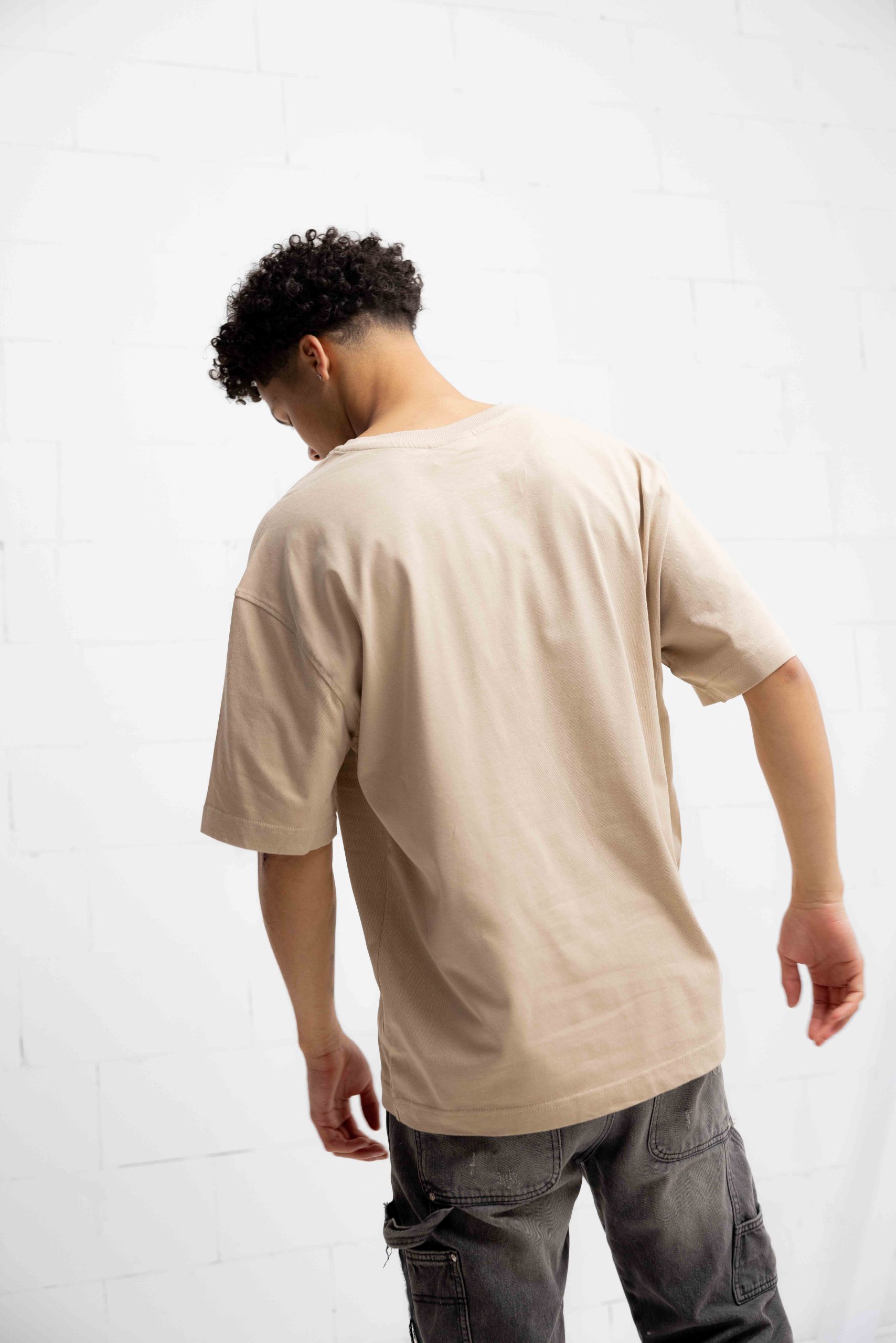 Off The Pitch Script Loose Fit T-Shirt Unisex Beige