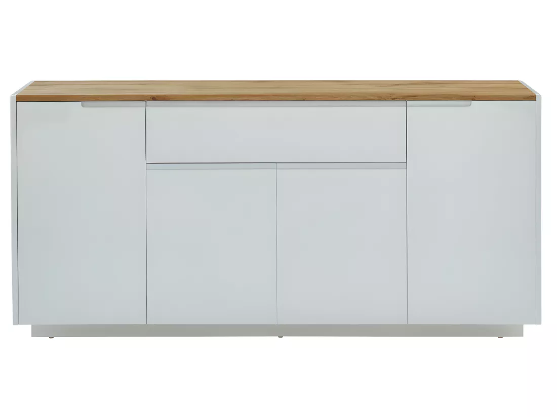 Buffet AMANI - 4 portes & 1 tiroir - MDF - Coloris: Blanc laqué et Chêne