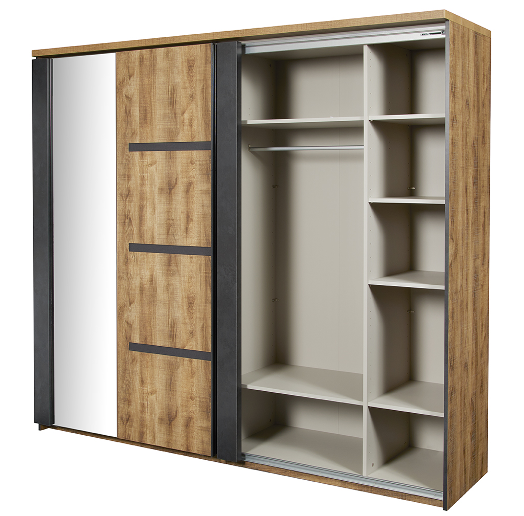 Kledingkast Tropix 245 x 221 x 63 cm - Mango fineer