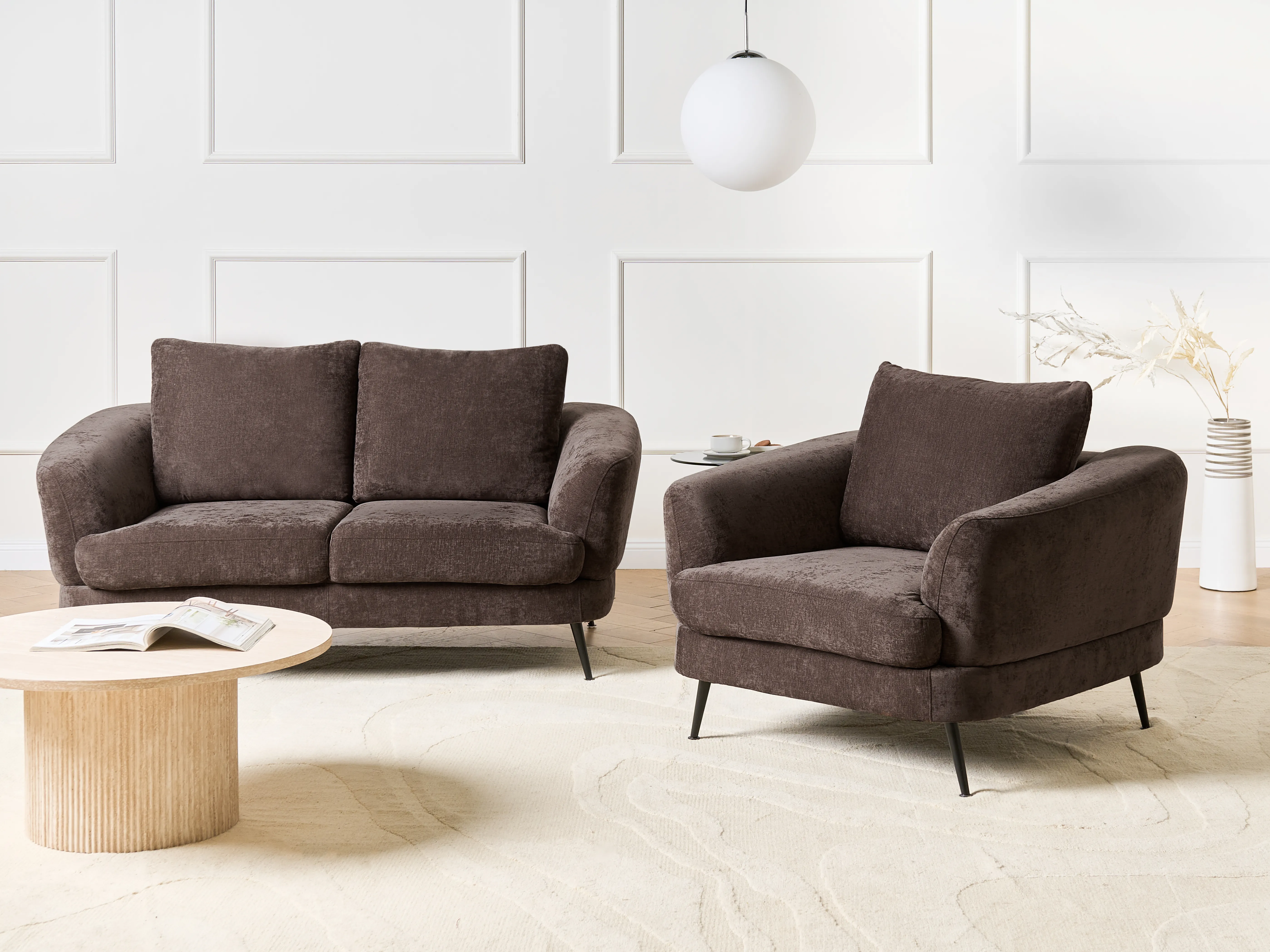 Bankenset 3-zits KJAER Chenille Donkerbruin