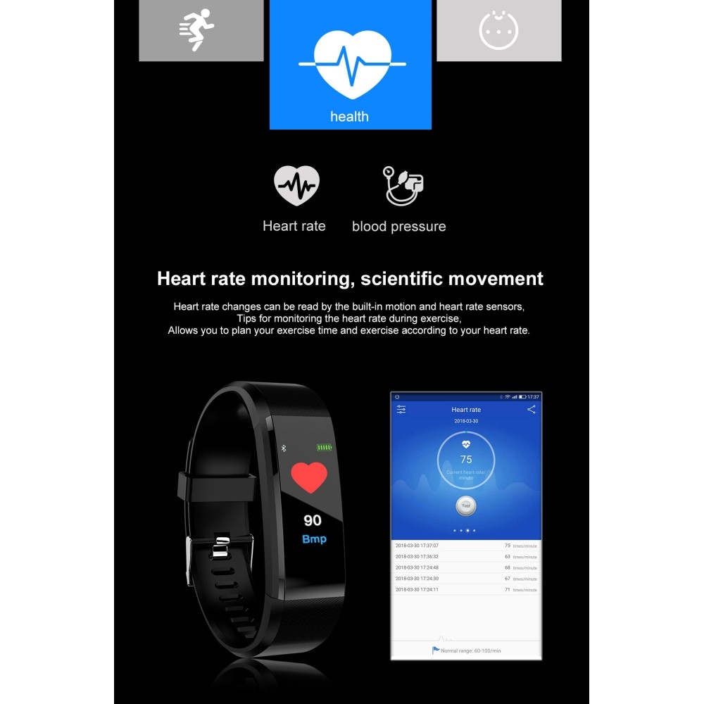 Fitness Tracker Bluetooth Sport Smart Watch Herzfrequenzüberwachung - Blau