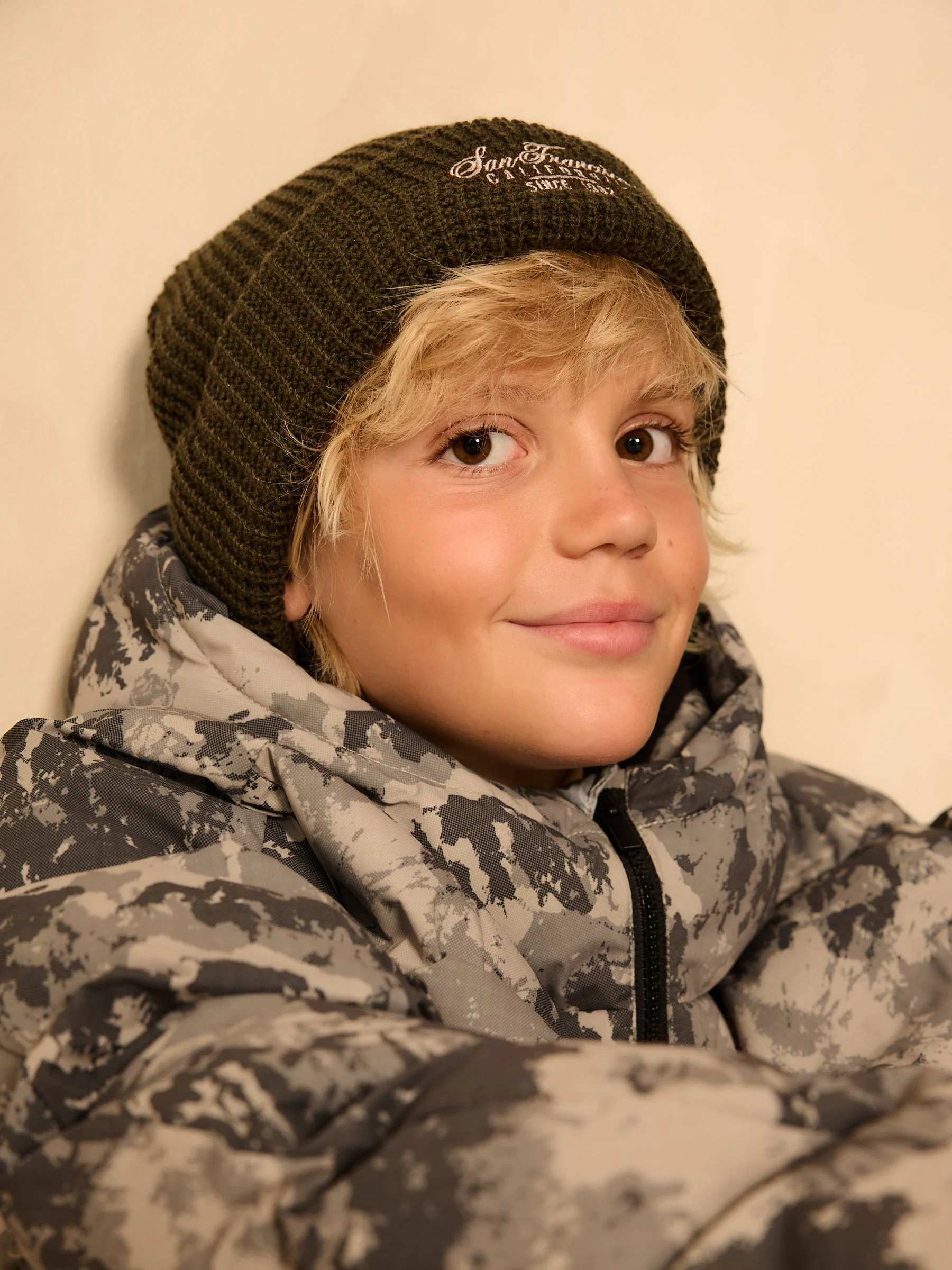 Kakigroen - Wafel beanie-muts (1-16jr)