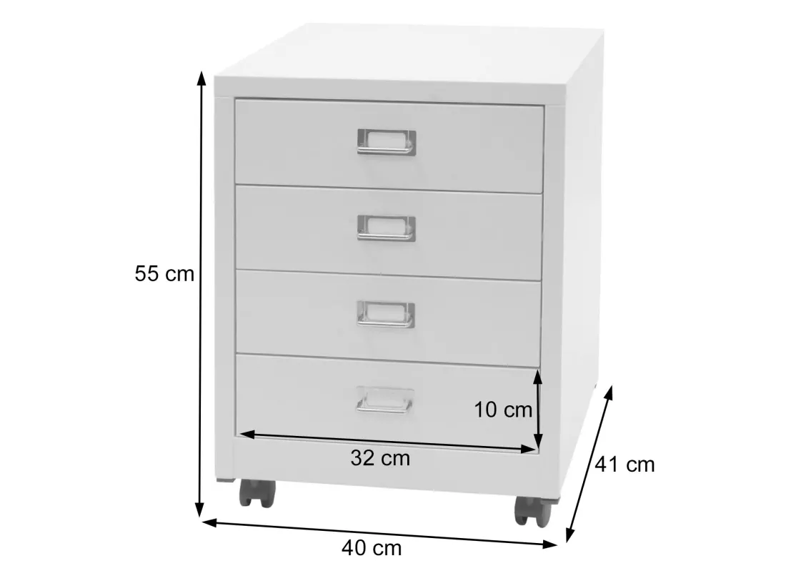 Caisson à roulettes MCW-L49, blanc