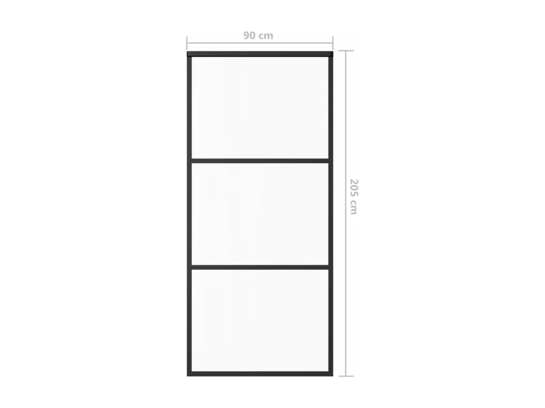 Porte coulissante Verre ESG et aluminium 90x205 cm Noir