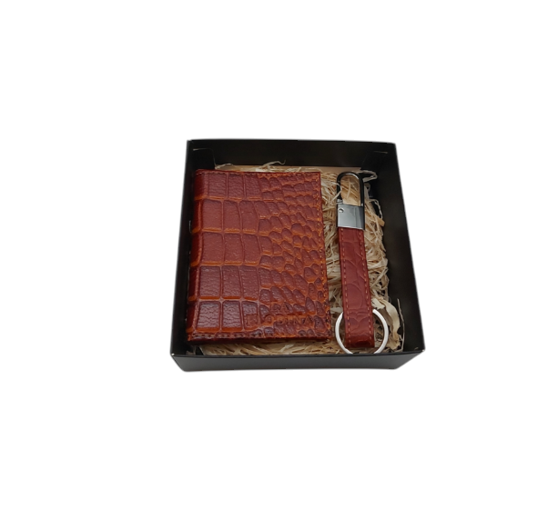 Cadeauset – Leren Kaarthouder & Sleutelhanger Bruin