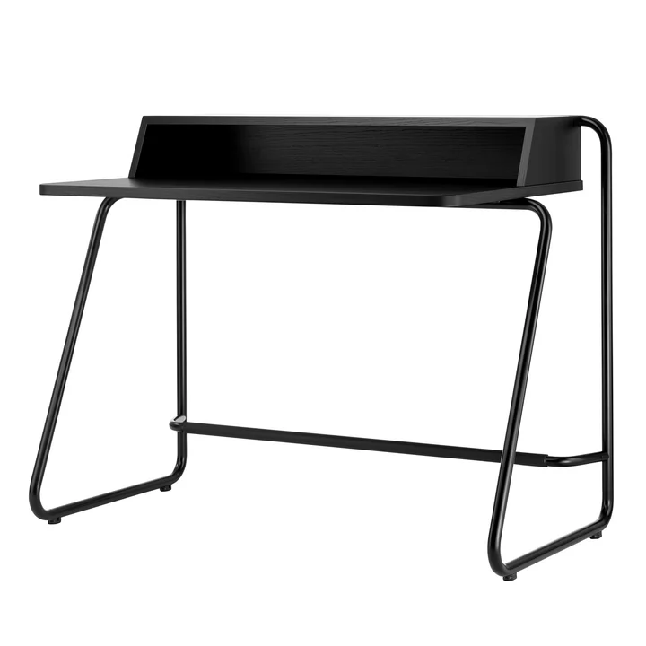 Thonet - S 1200 Sekretär, Stahl schwarz / Korpus MDF tiefschwarz (RAL 9005) / Tisch Buche schwarz gebeizt