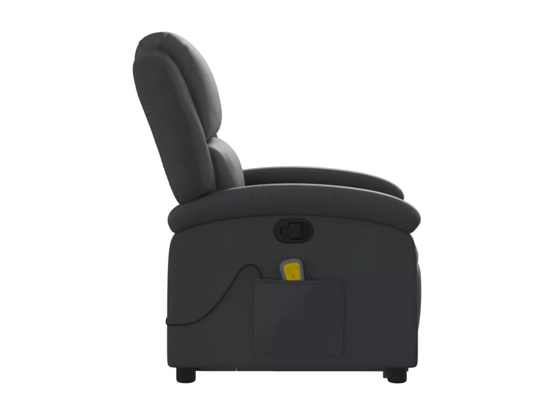 Fauteuil inclinable de massage noir cuir véritable