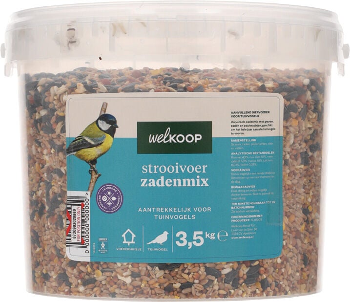 Welkoop - Strooivoer met Zaden - Tuinvogelvoer - in Emmer - 3.5 Kilogram - Zadenmix