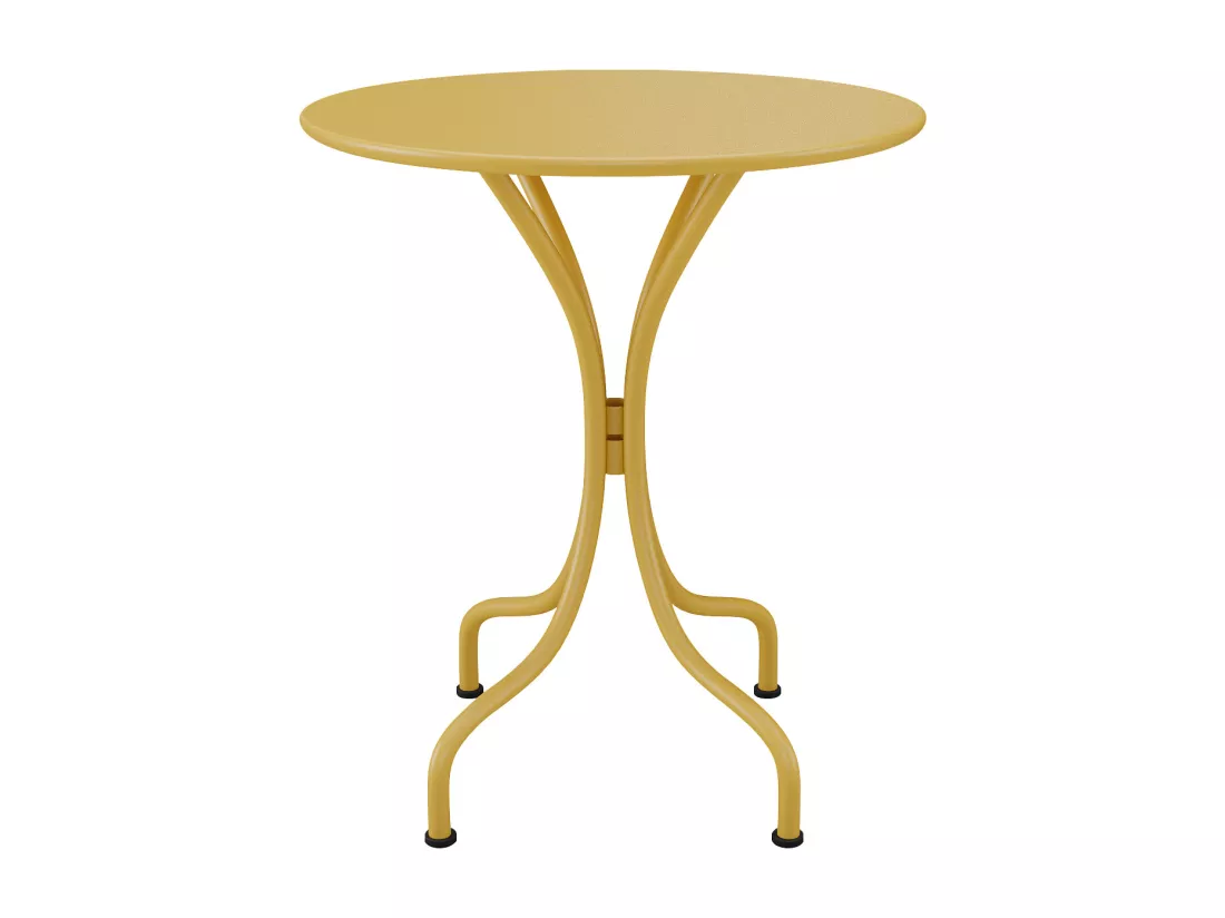 Table de jardin ronde D.60 cm en métal - Jaune moutarde - MIRMANDE de MYLIA