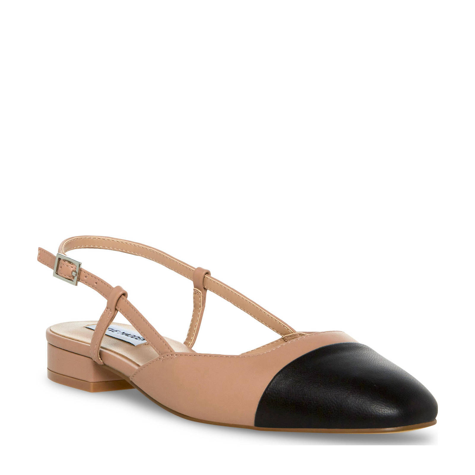 Steve Madden Belinda  leren slingback loafers beige/zwart