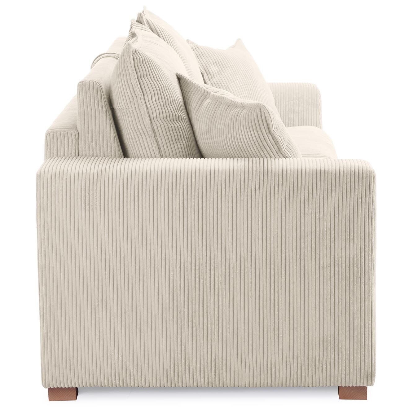 Bobochic Canapé droit augustin ouverture express velours côtelé beige - 205x97x96 cm
