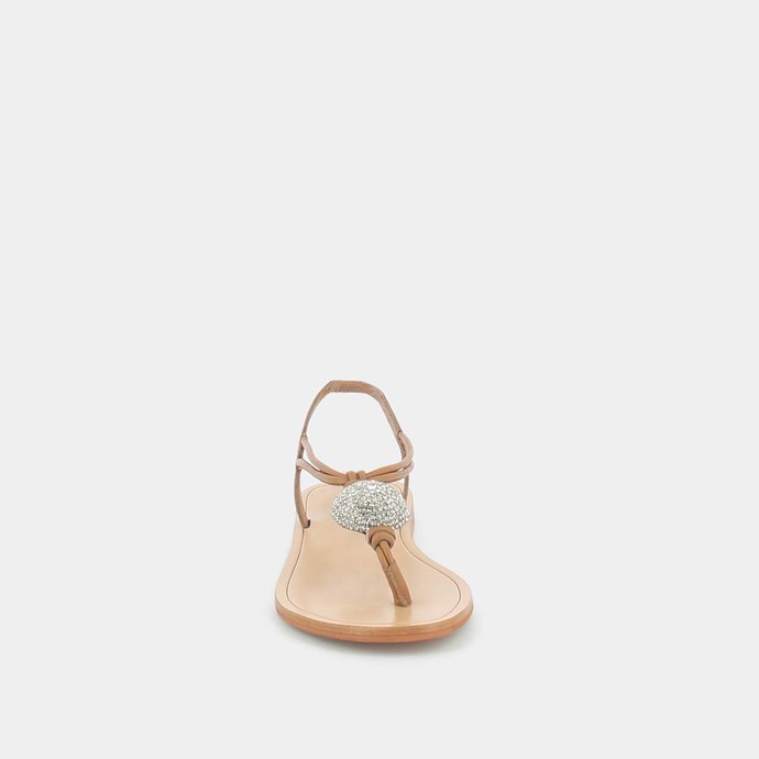 Sandales à détails argentés  en cuir camel