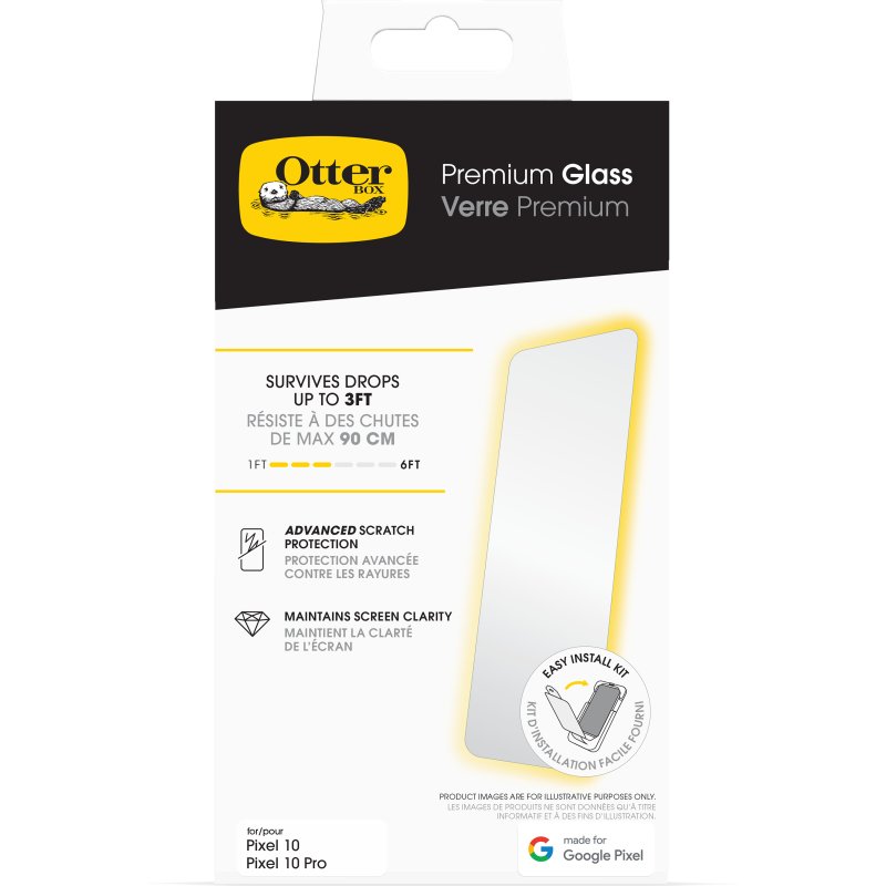 OtterBox Premium Glass Series pour Google Pixel 10/Pixel 10 Pro, transparente