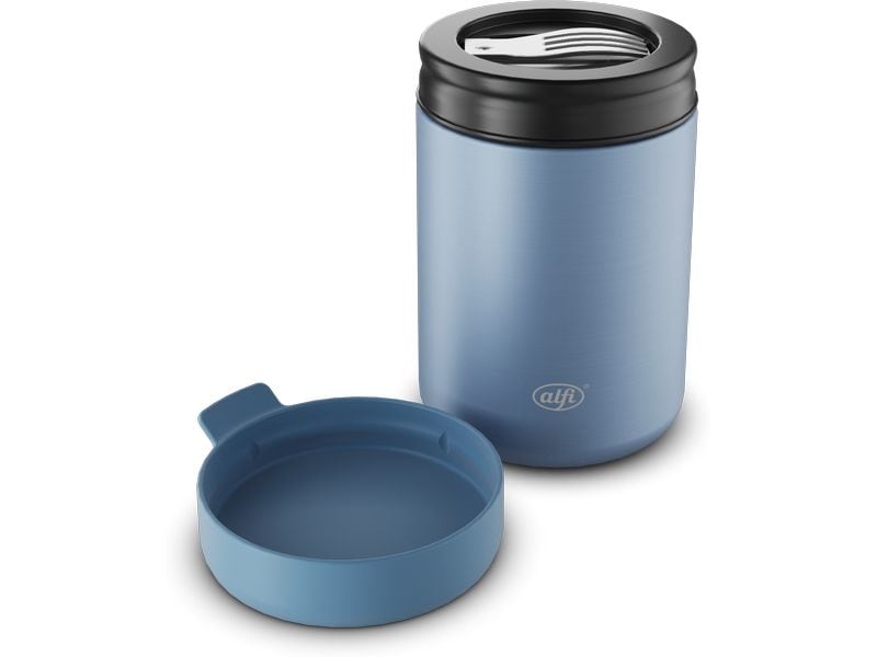 Alfi Thermo-Foodbehälter 0.35 l, Hellblau Outdoor-Behälter aus Edelstahl mit Göffel