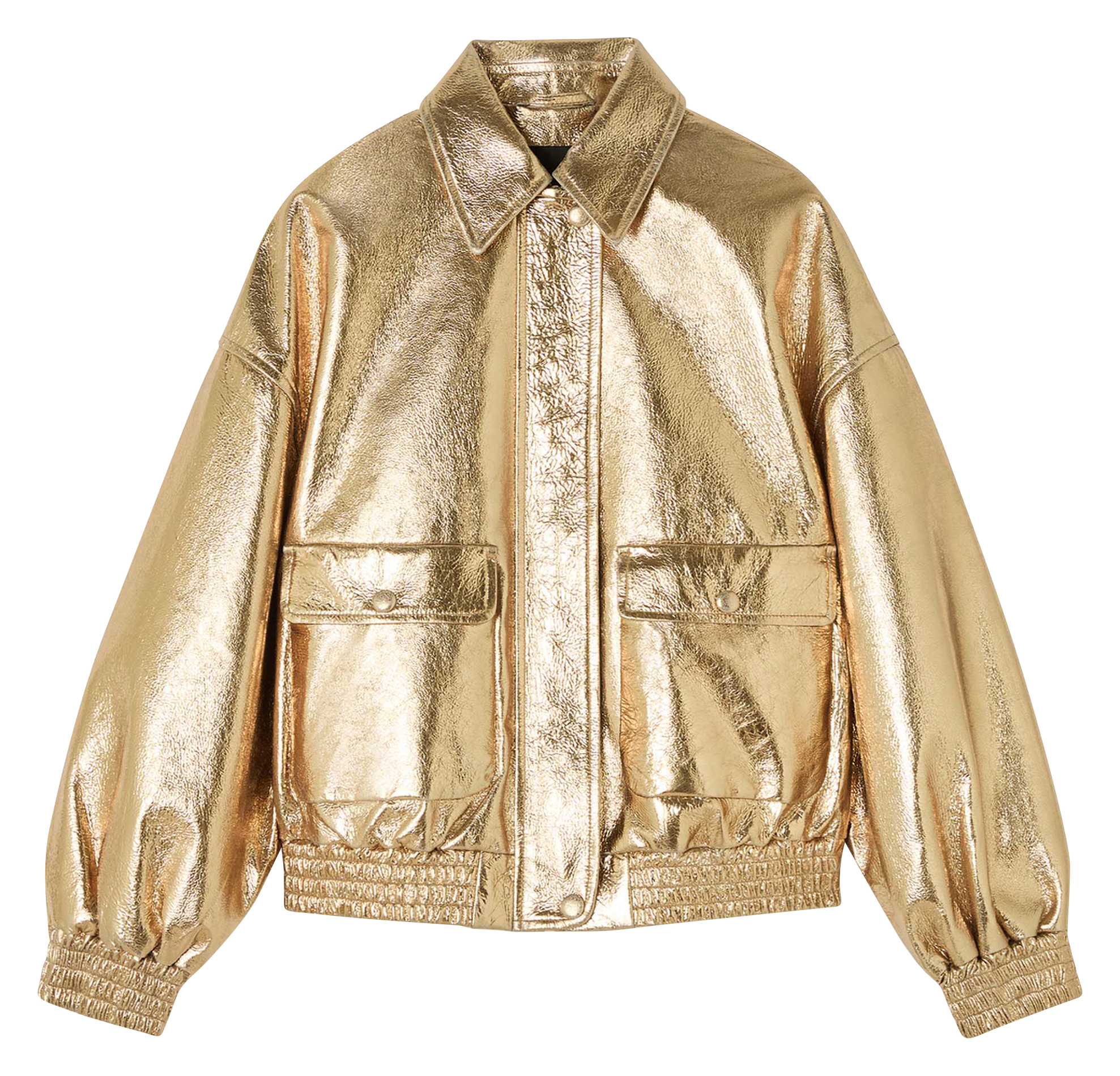 BIBBA - Blouson oversize en cuir métallisé | Jaune
