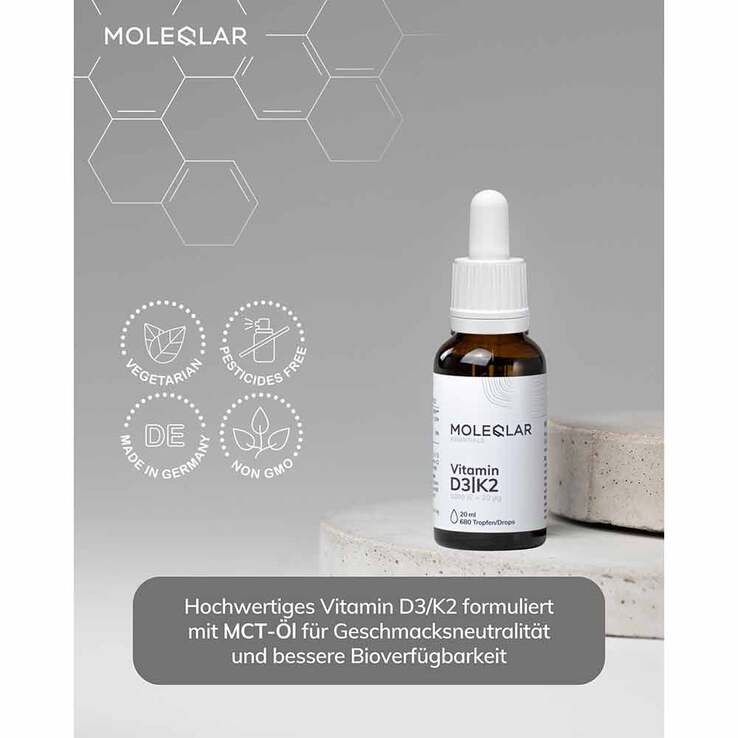 Moleqlar Vitamin D3 / K2 1000 I.E. + 20 µg Tropfen, 20 ml