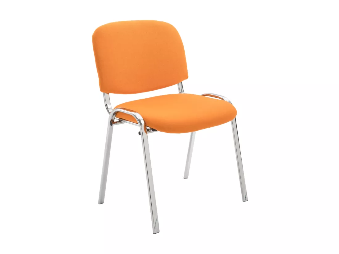 Chaise de salle à manger - Tissu & Métal chromé - Orange - Ken