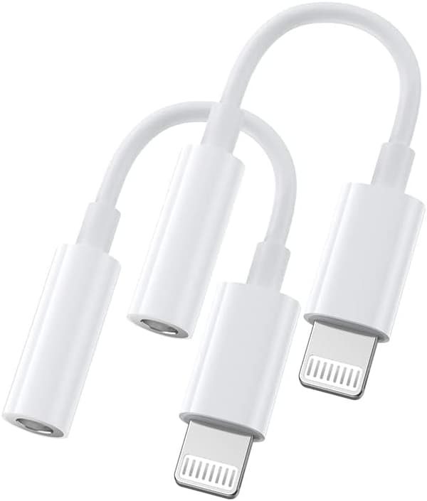 2x Lightning til 3,5 mm adapter for hodetelefoner