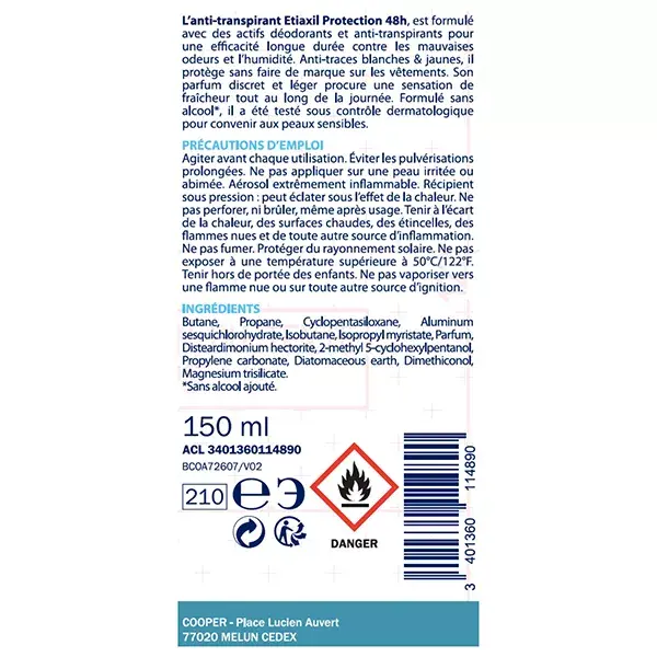 Etiaxil Déodorant Anti-Transpirant Protection 48h Aérosol Lot de 2 x 150ml