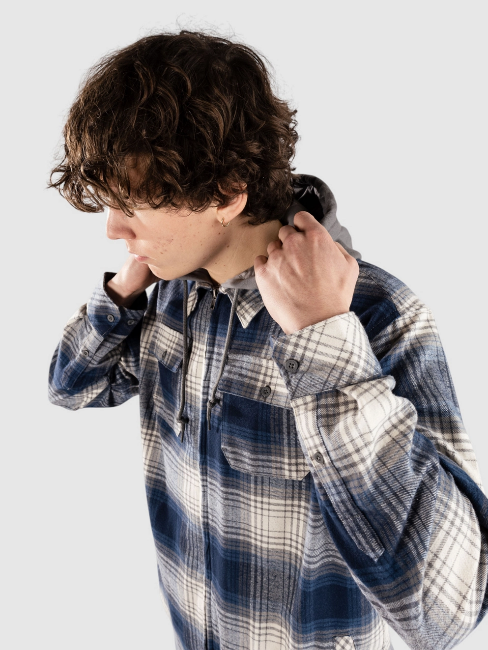 Empyre Browser Hooded Flannel Shirt navy
