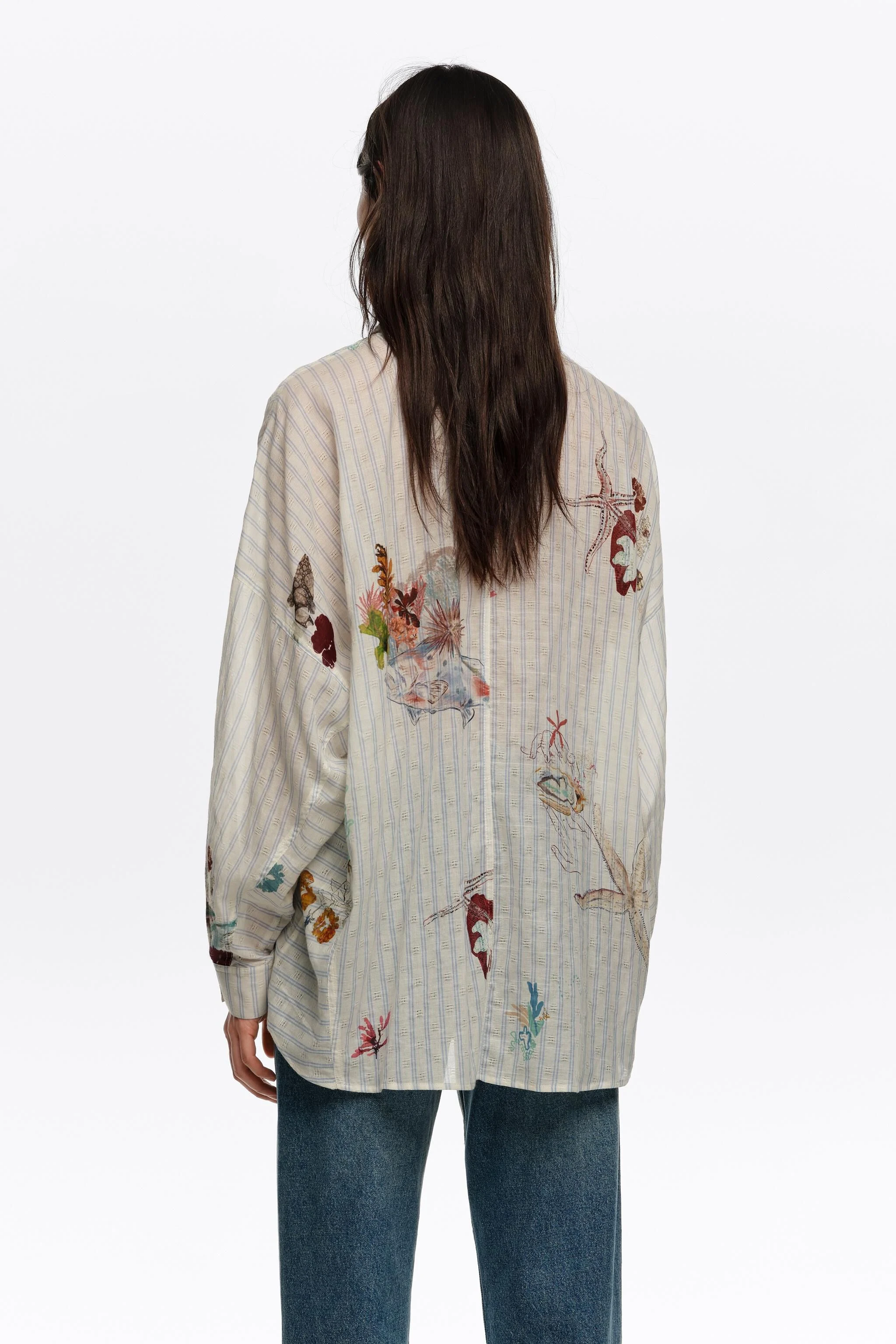 Camisa oversized listrada Seabed de algodão