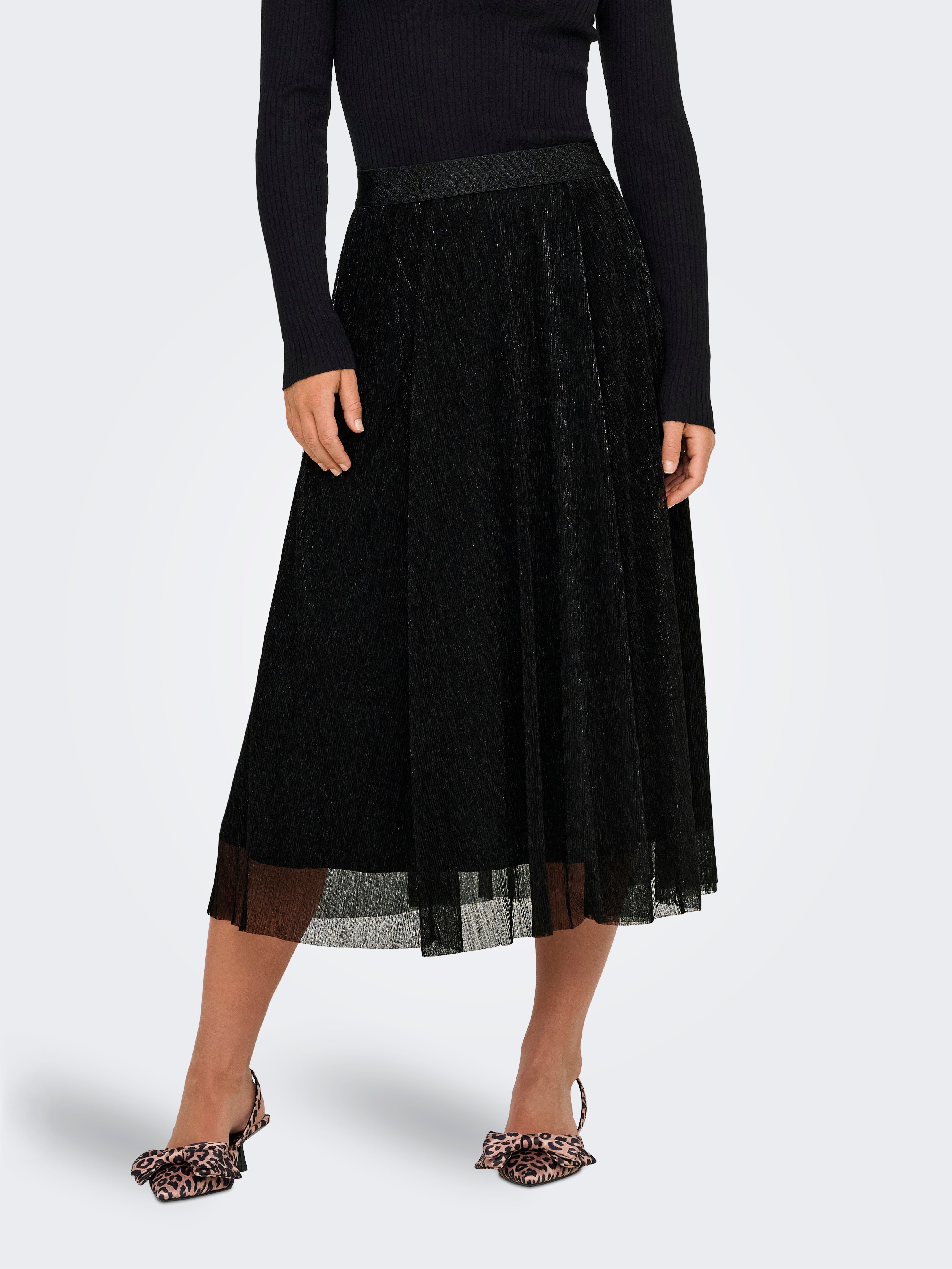 ONLTINGA Plissierter Rock Black