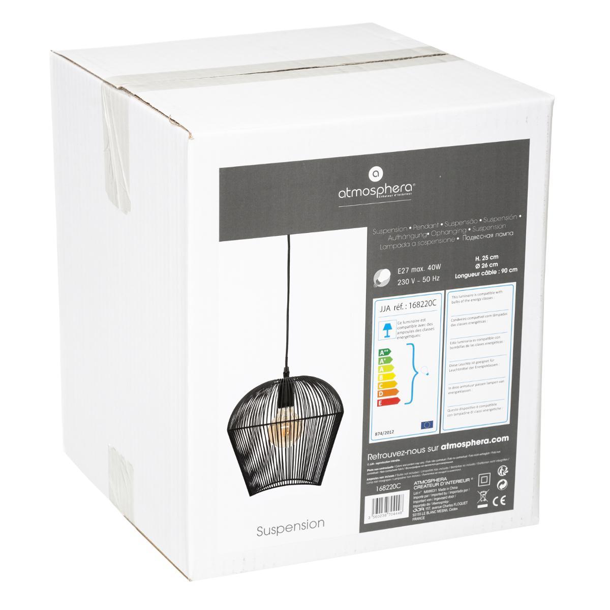SUSPENSION METAL FILAIRE JENA NOIR D.26CM