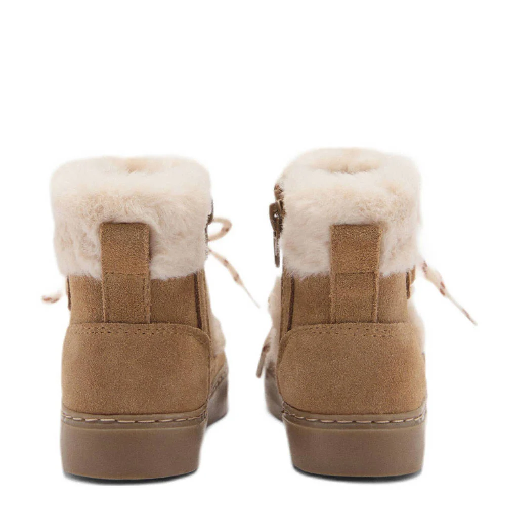 gevoerde suède enkelboots camel
