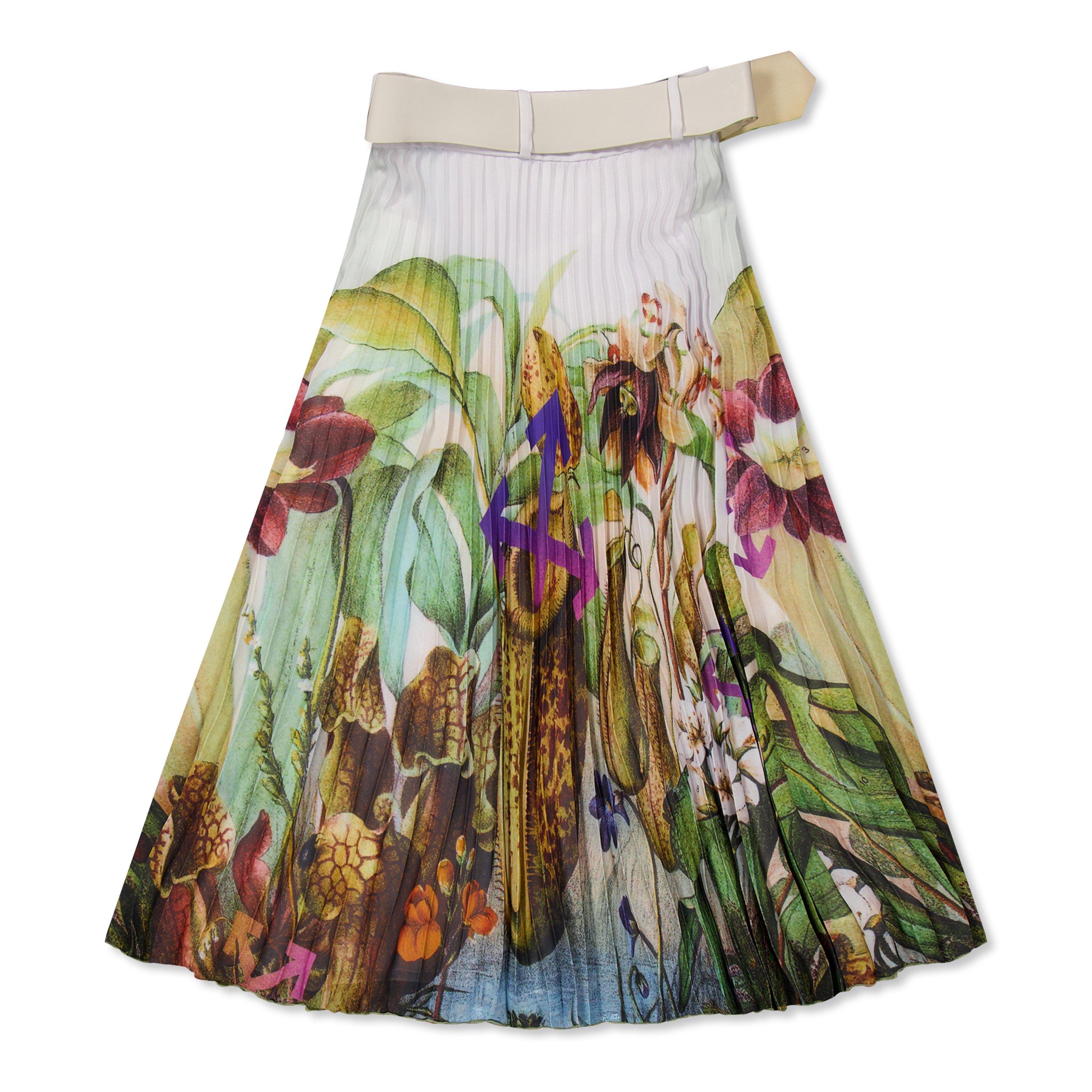 Off White Floral Belted Skirt