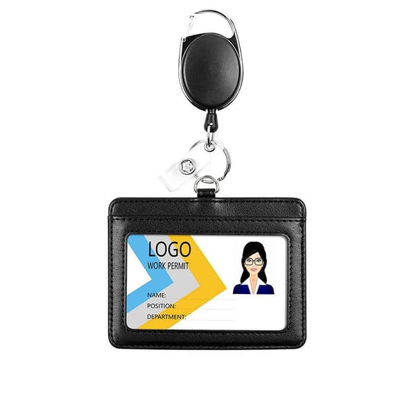 INF RFID-blokkeringsmerkeholder med uttrekkbar spole Sort Model 1