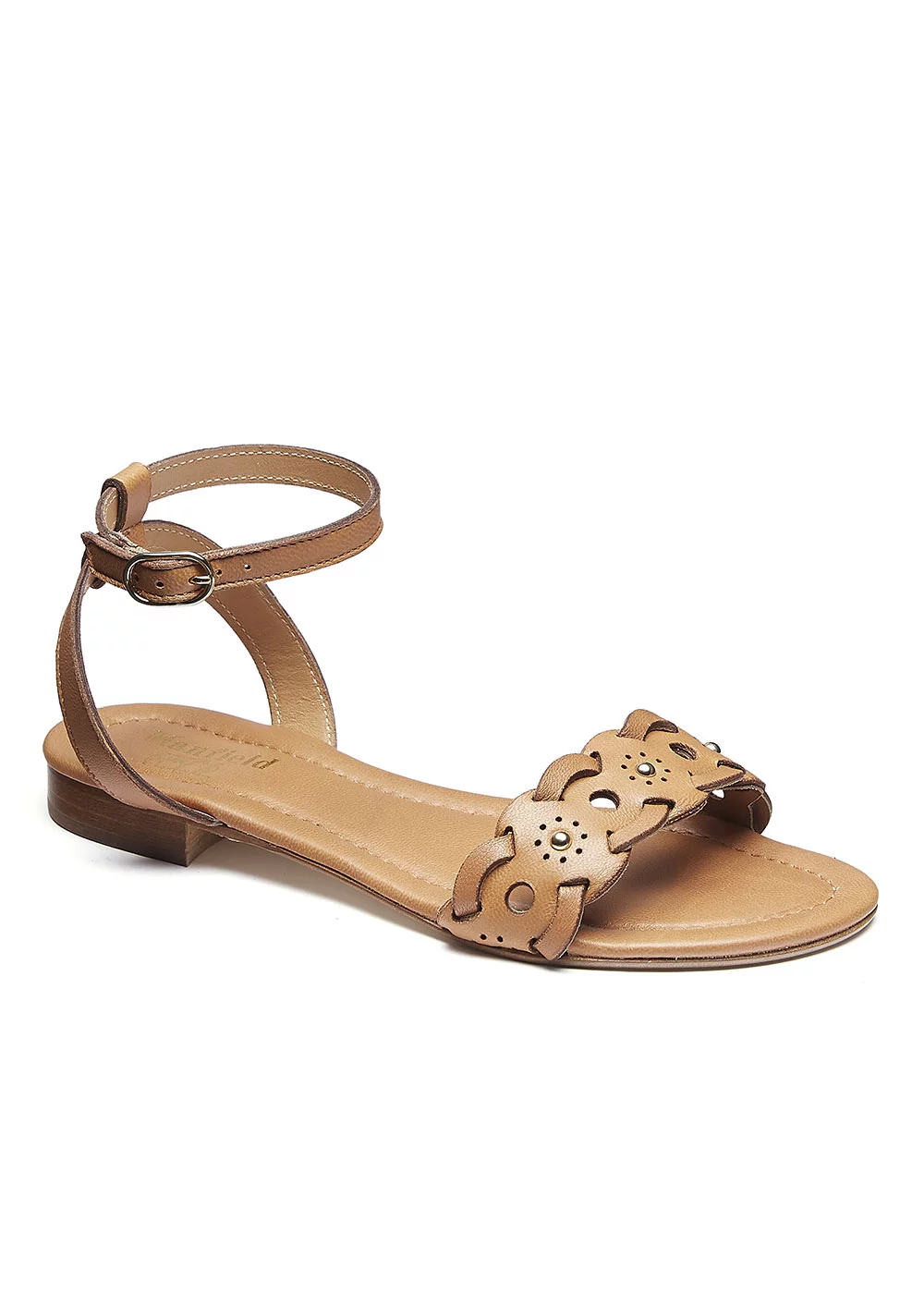 SANDALE BRIDE CHEVILLE CUIR GOLD
