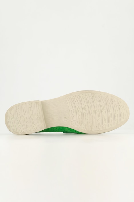 Leder-Loafer, Veloursleder, Textilfutter, Blockabsatz