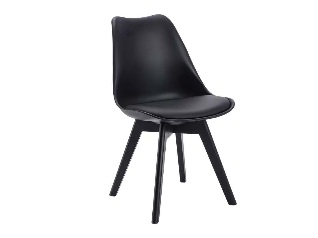 Lot de 6 chaises JODY - Polypropylène et Hêtre - Noir et pieds noir