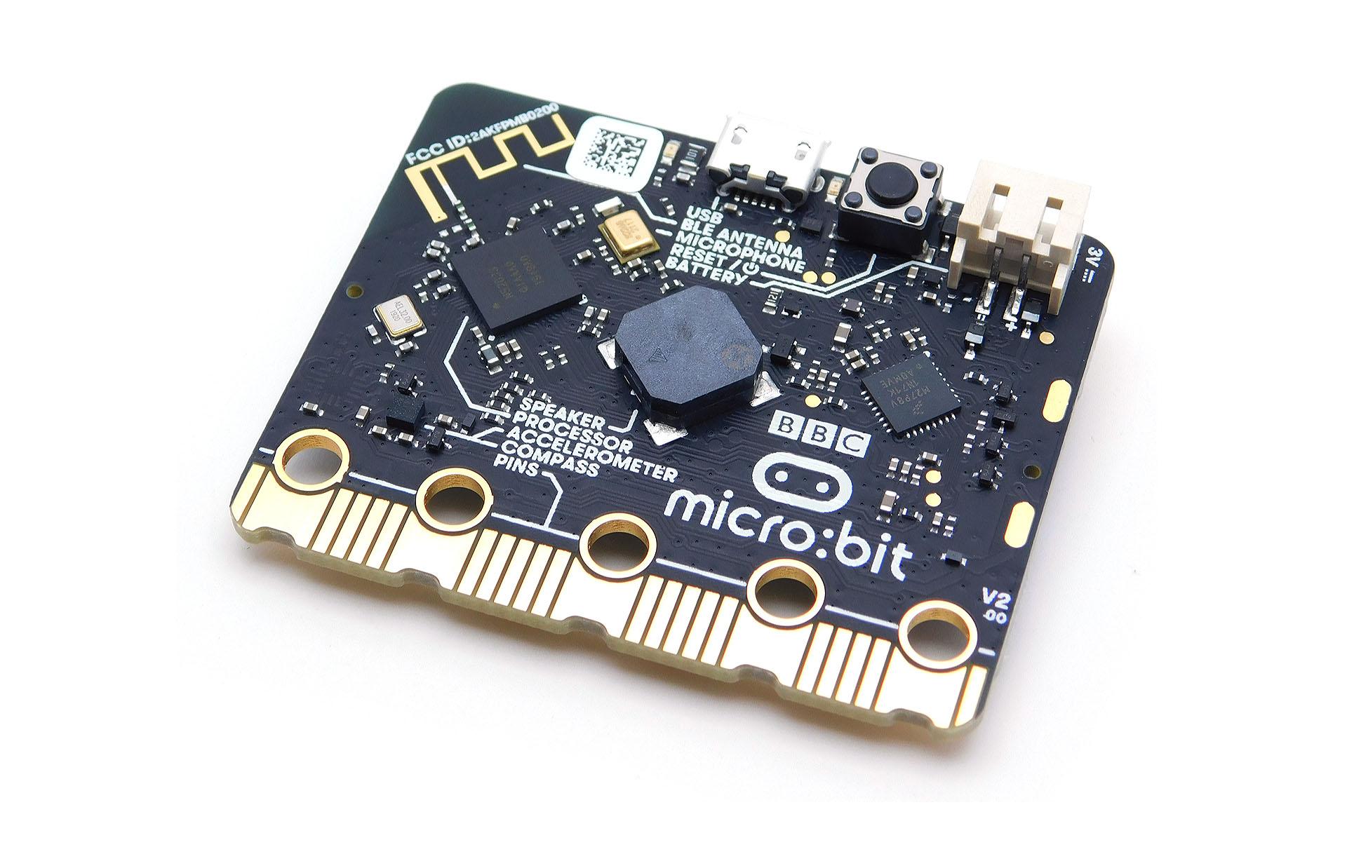 Entwicklerboard micro:bit V2.2 GoEntwicklerboard im Taschenformat mit 5x5 LED-Matrix