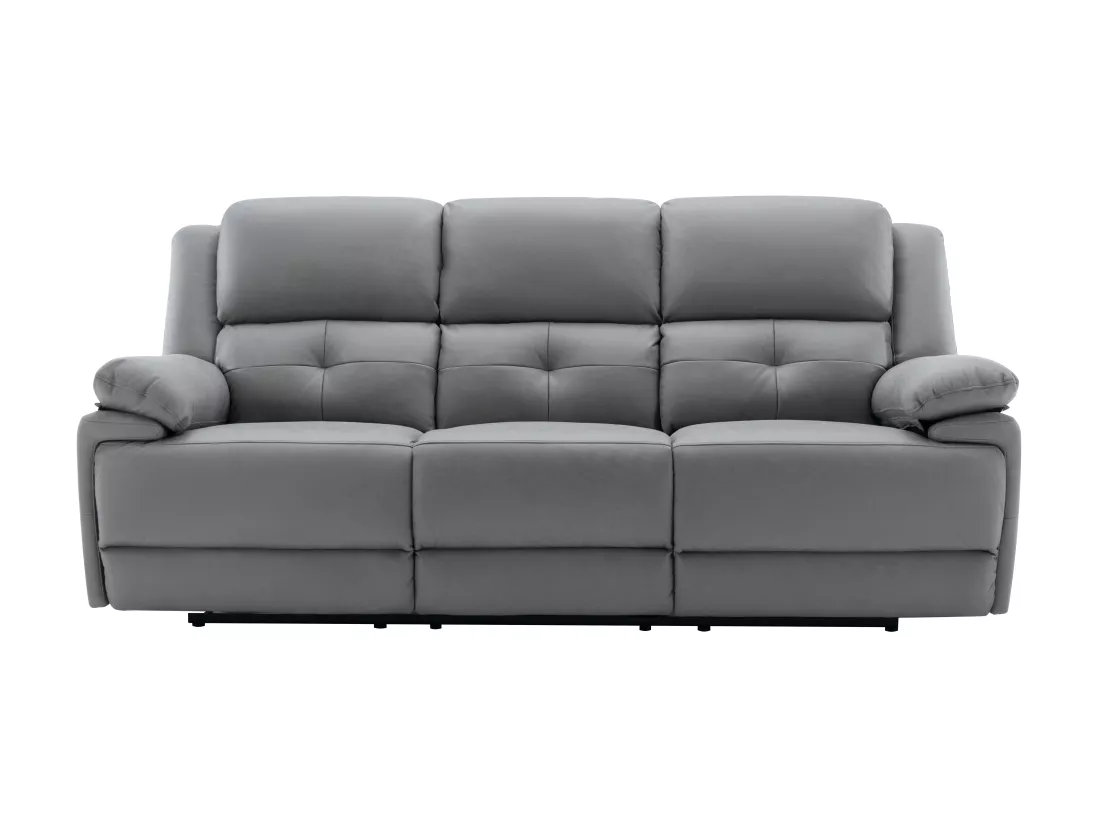Canapé 3 places relax électrique en tissu gris DOLENE