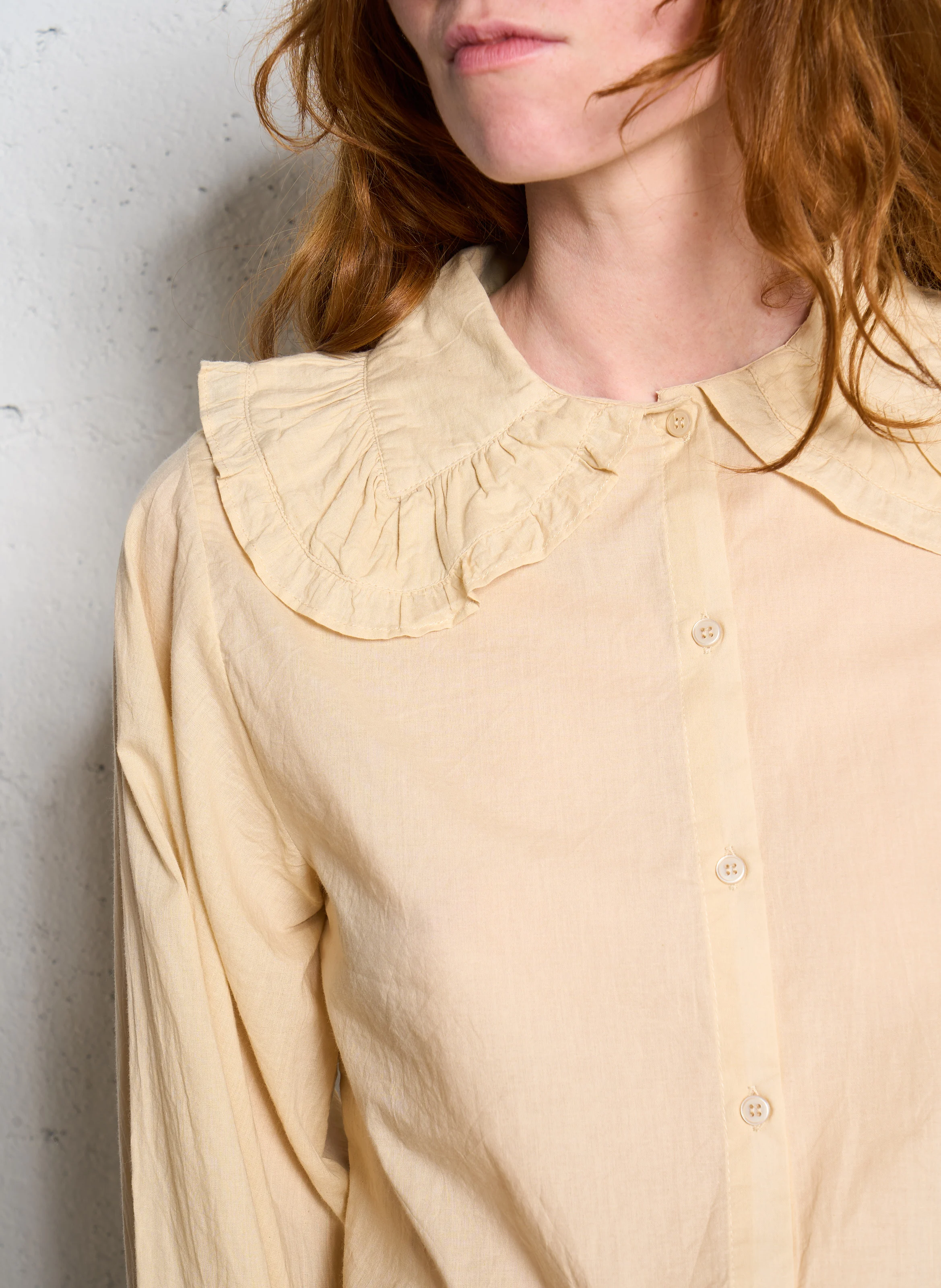 Blouse droite en coton | Beige