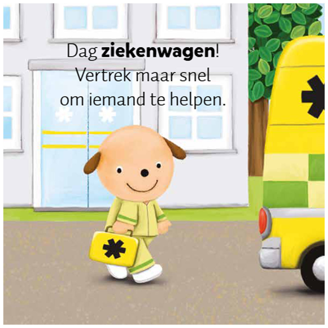 uitgeverij clavis geluidenboek dag brandweerwagen en andere voertuigen
