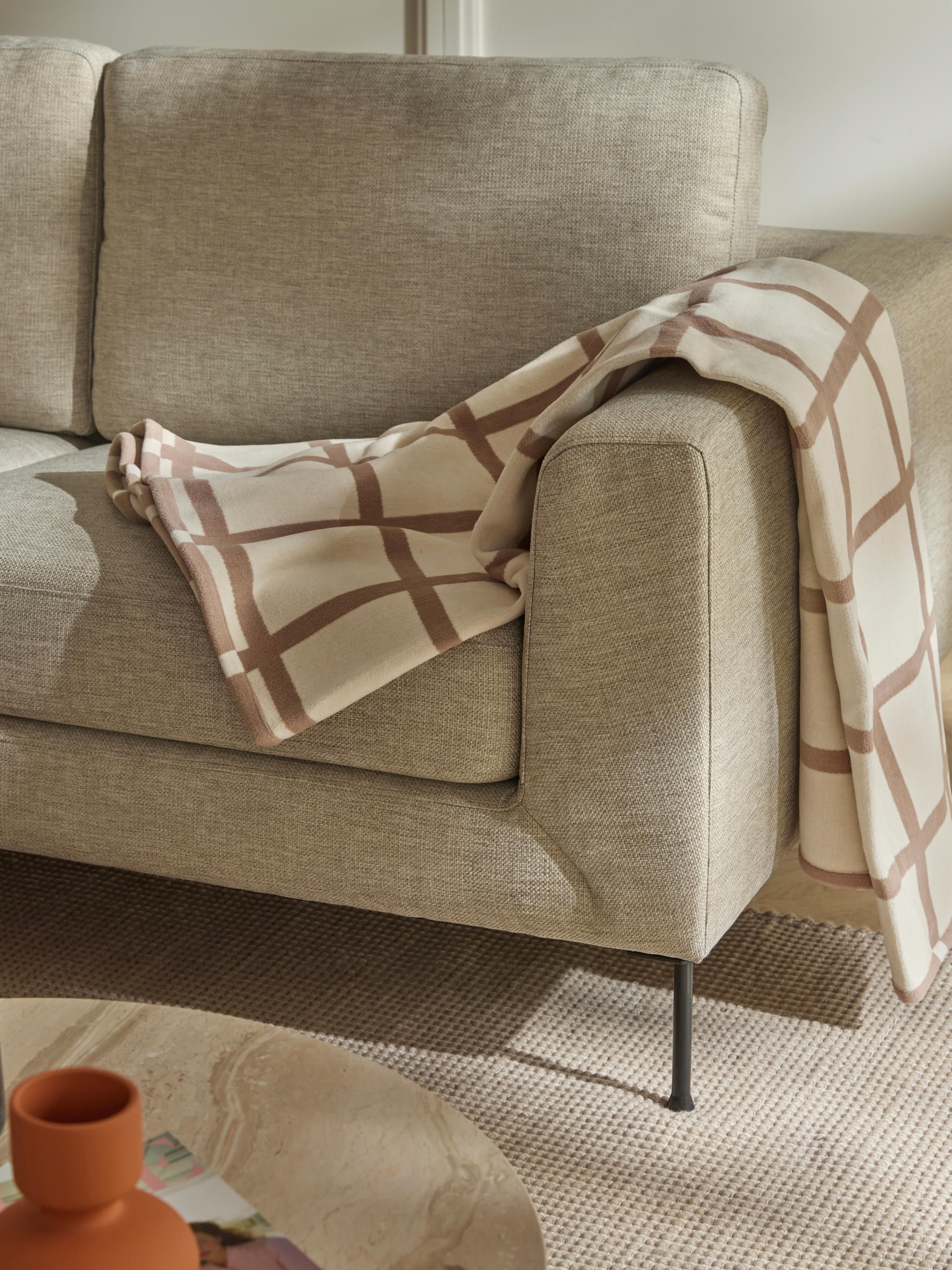 Zachte geruite plaid Edison met franjes