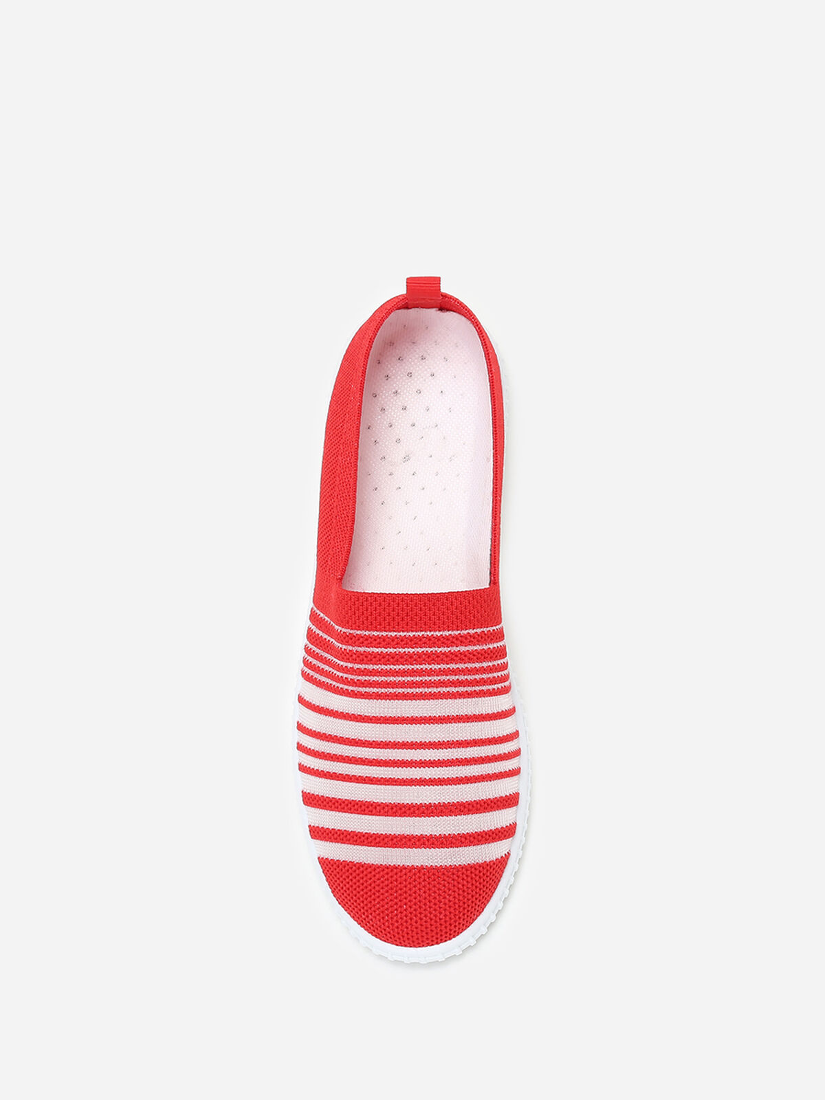 Slip-on en maille et effet transparent- Rouge