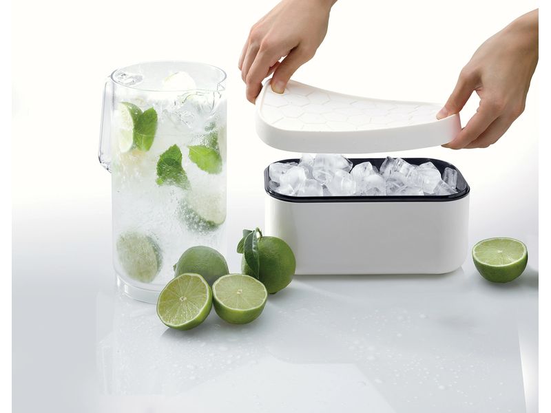 Lékué Eiswürfelbox Weiss Eiswürfelschale mit dem Eisbox zur Herstellung und Aufbewahrung von Eiswürfeln