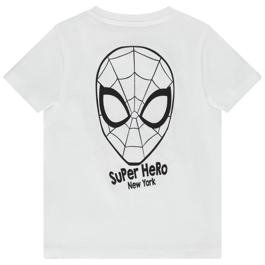 T-shirt manches courtes en jersey puff print Spiderman pour bébé garçon - Blanc