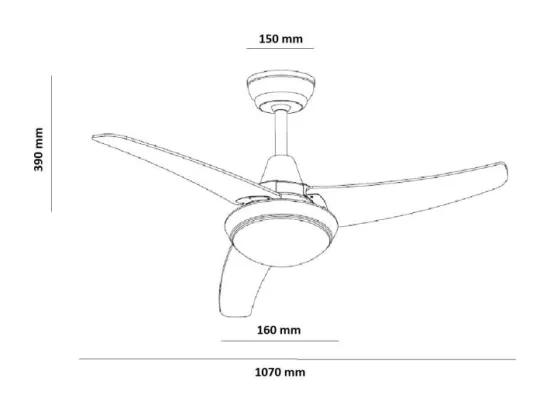 Ventilateur de Plafond Silencieux Neil Bois 107cm Moteur DC Argent