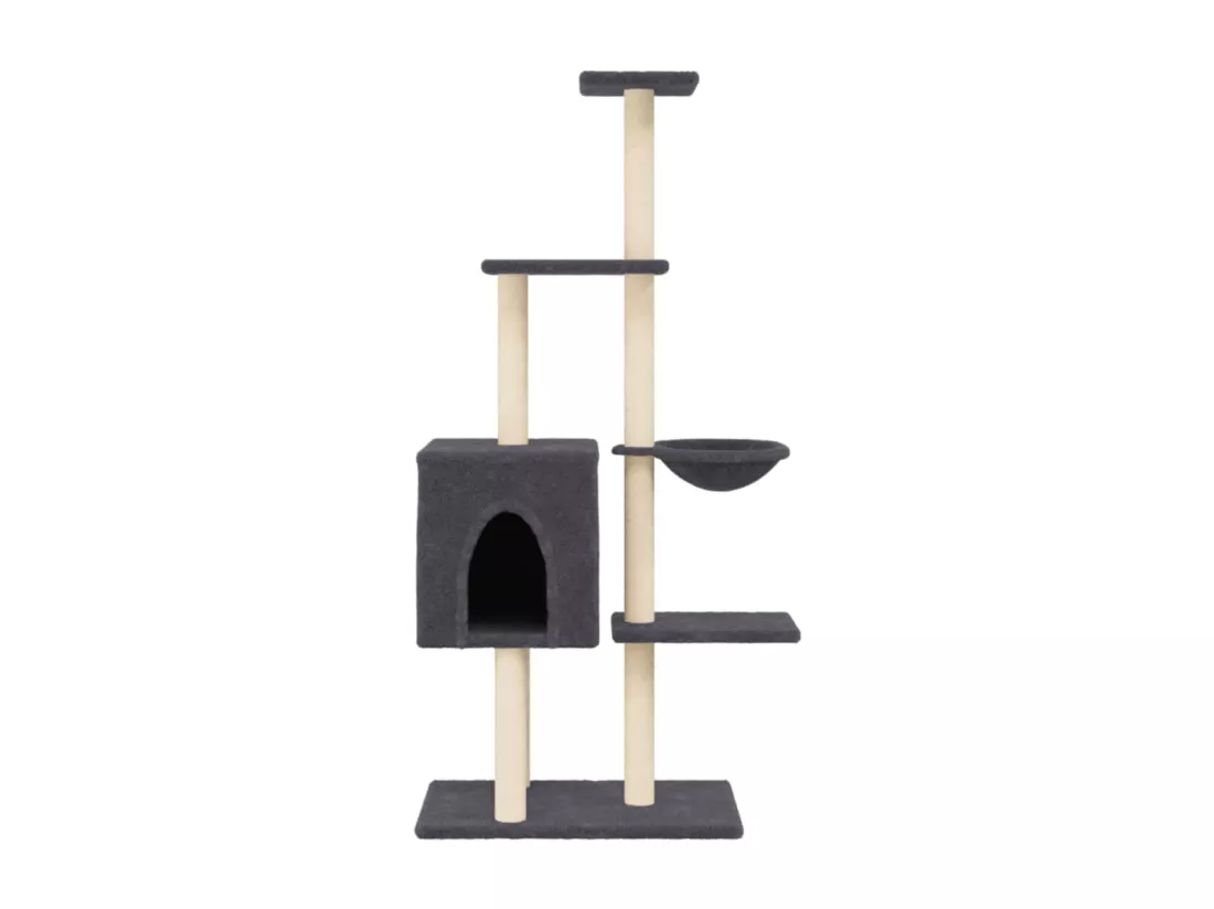 Arbre à chat avec griffoirs en sisal Gris foncé 145 cm