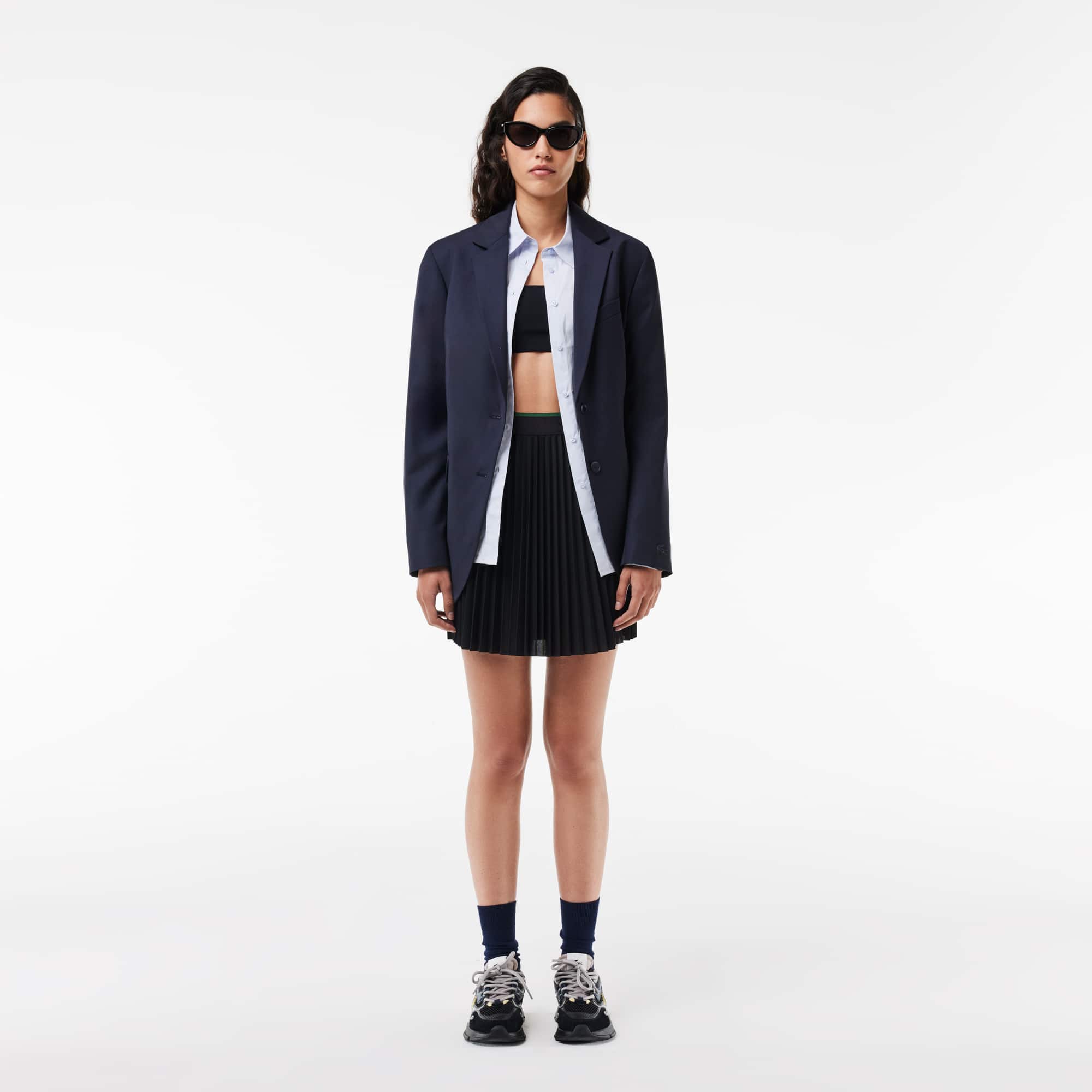 Jupe courte plissée avec ceinture élastiquée Robes & Jupes - Noir - Lacoste - Femme