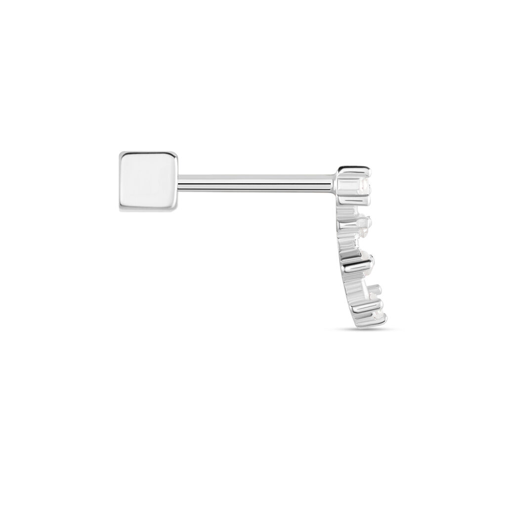 Boucles D'oreilles Unitaire Puces Gina Argent Blanc Oxyde De Zirconium