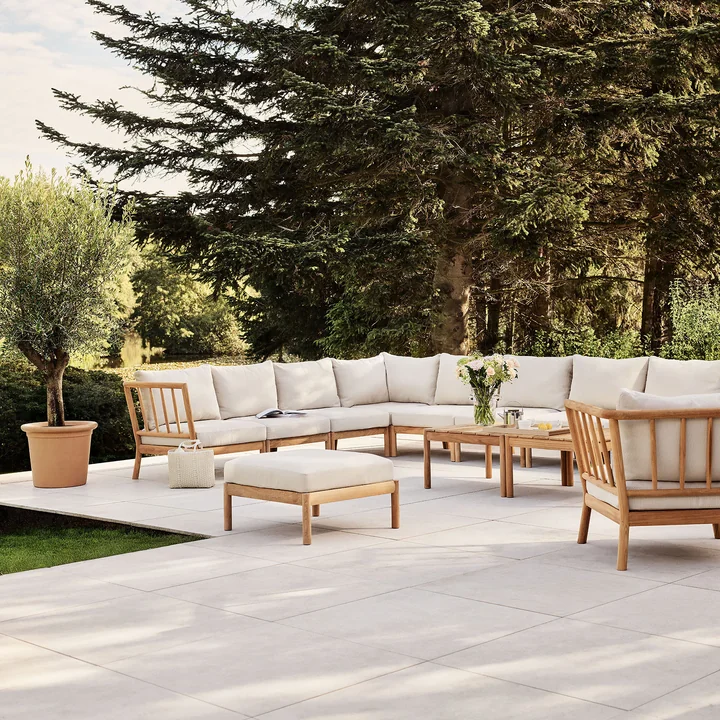 Fritz Hansen - Skagerak Tradition Outdoor Sofa Eckmodul, Teak / light sand