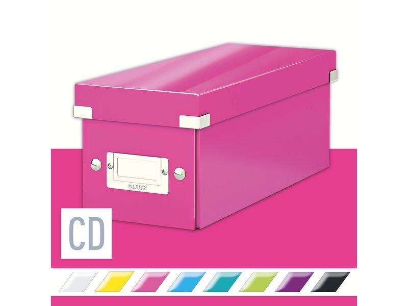 Leitz Aufbewahrungsbox 30 CD-Hüllen, Pink Zusammenfaltbare Aufbewahrungslösung für CDs, pink