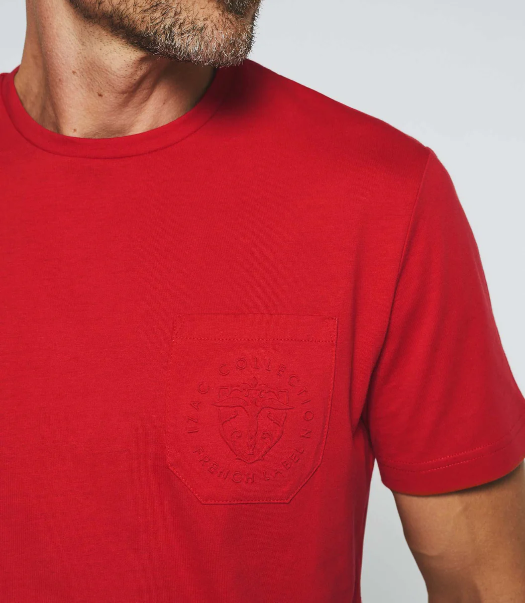 T-shirt col rond rouge 