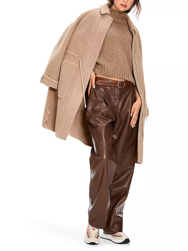 MARC CAIN  Mantel in Felloptik braun