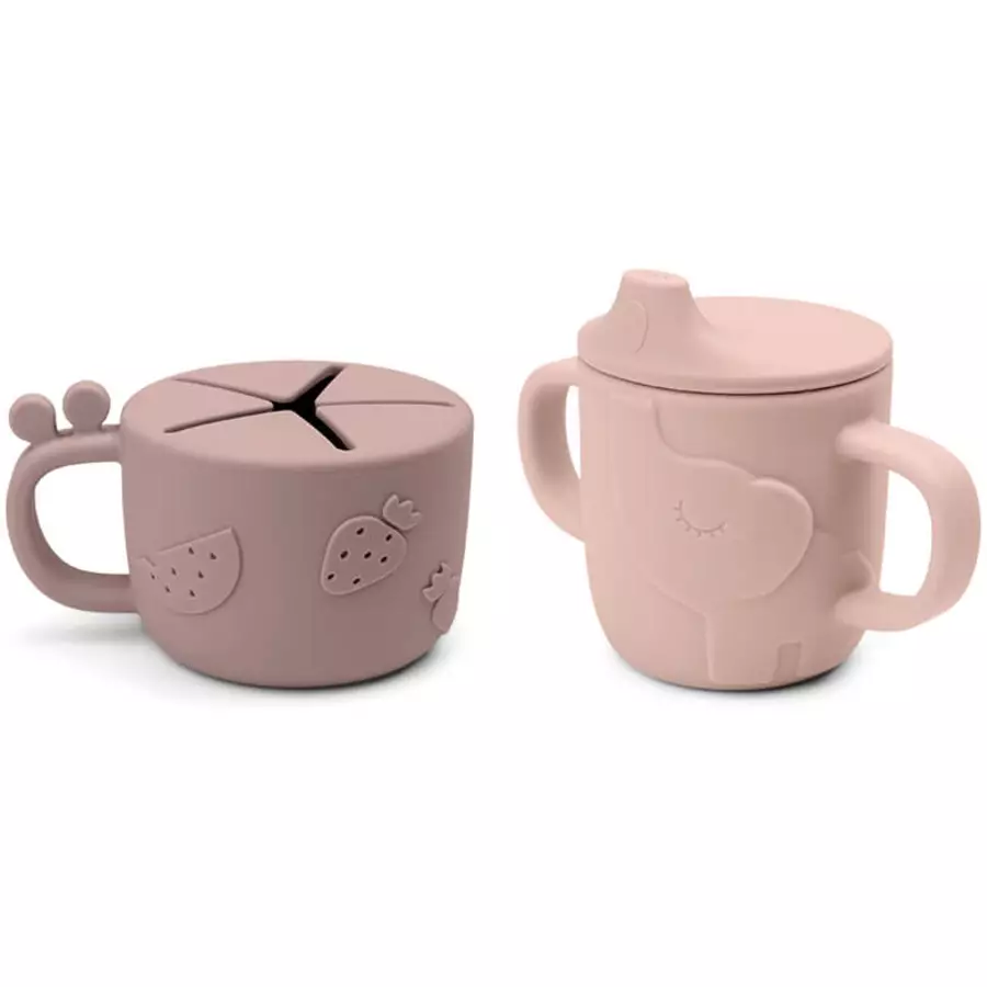 Done by Deer™ Snack & Trinkbecher Peekaboo Set Deer friends Rosa
